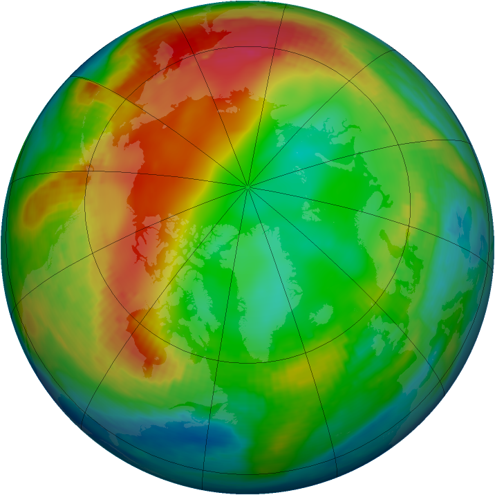 Arctic ozone map for 18 January 1990